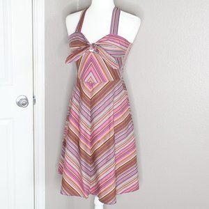 Trina Turk Halter Chevron Pin Up Striped Dress